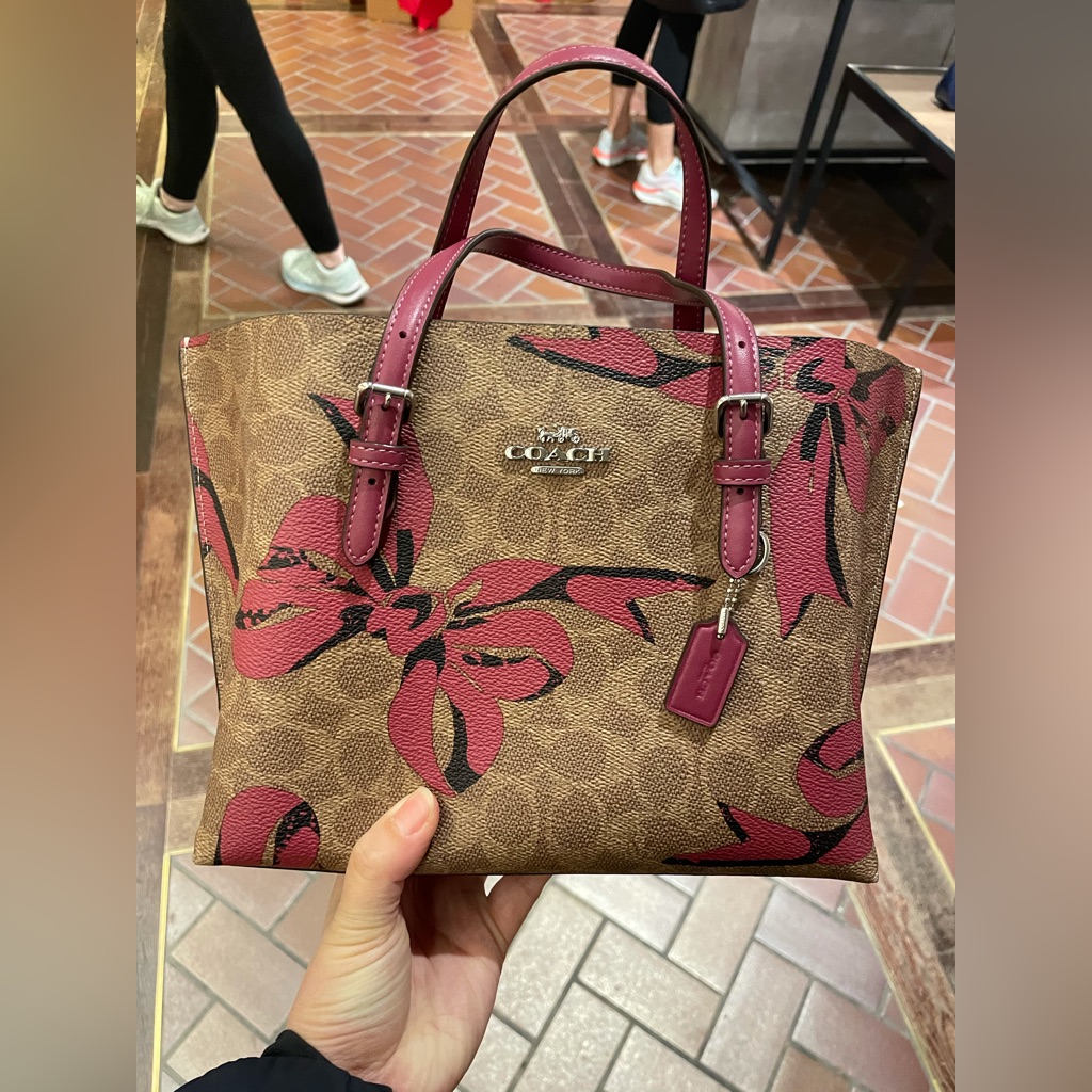 Nwtcoach Mollie Tote Bag 25 In Signature Canvas With Bow Printcoach Cz767